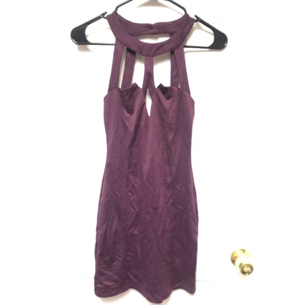 Eggplant purple cutout zip up party dress